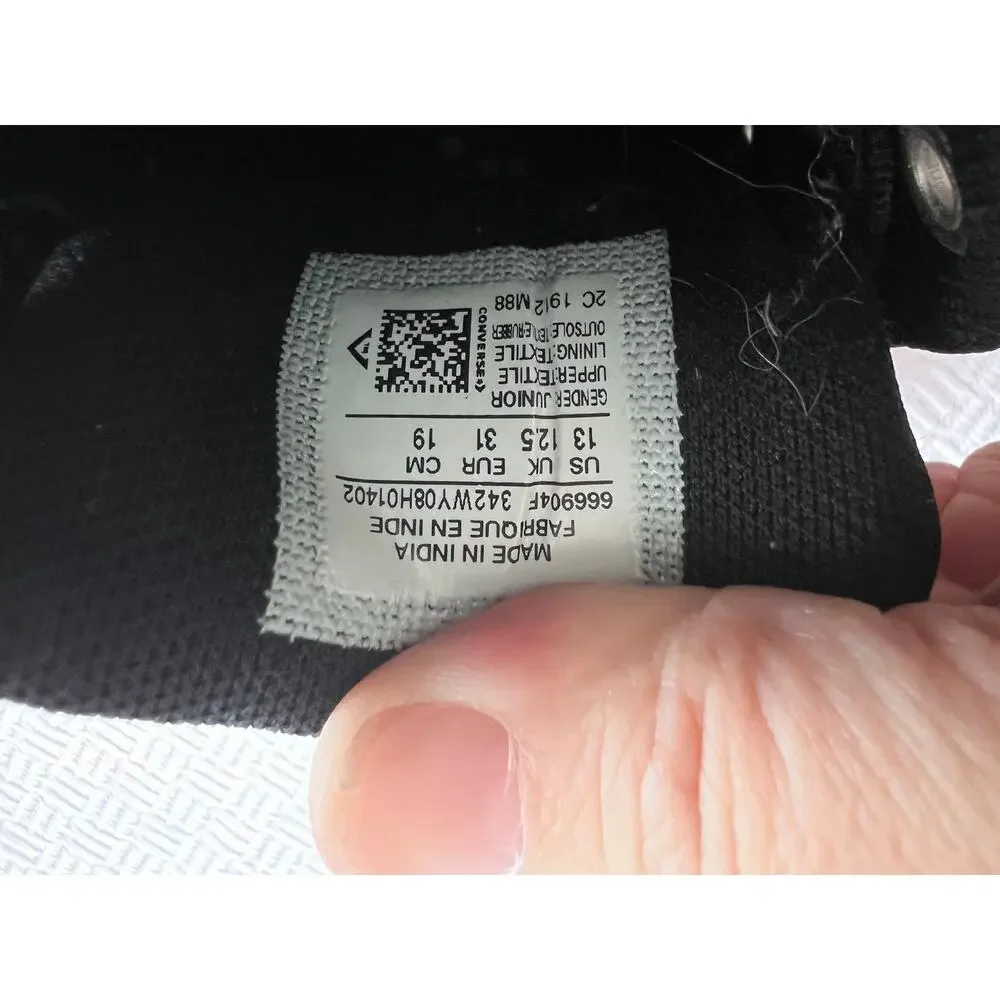 Converse Chuck Taylor All Star Street Black Gray Youth Sz 13 License Plate